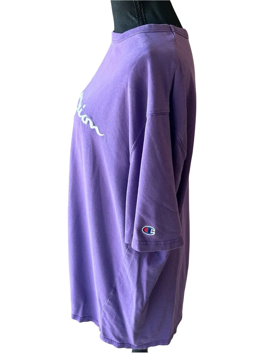 Vintage Champion Purple Embroidered Script Logo Tee | XL - Picture 2 of 5